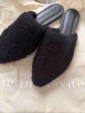 Jenni Kayne Black Shearling Mule Slides NWT